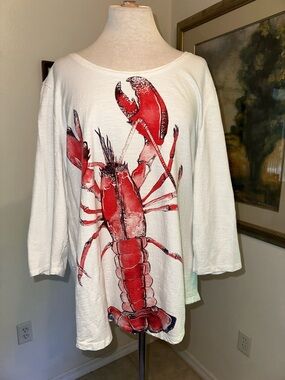 Sun Bay White Top with Large Red Lobster Graphic Size 1X